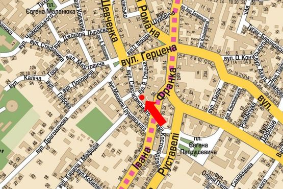 Схема рекламной плоскости по адресу Саксаганского ул., 14 / Стецько ул.