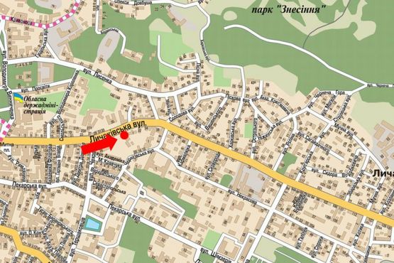 Схема рекламной плоскости по адресу Лычаковская ул., 37, напротив, из центра