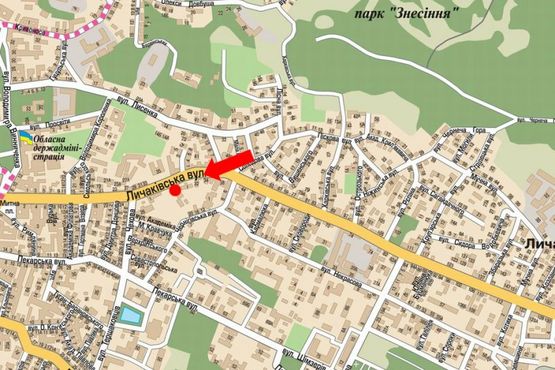 Схема рекламной плоскости по адресу Лычаковская ул., 37, напротив, в центр