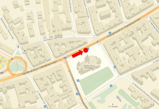 Схема рекламной плоскости по адресу Городоцкая ул., 98, навпротив, в центр