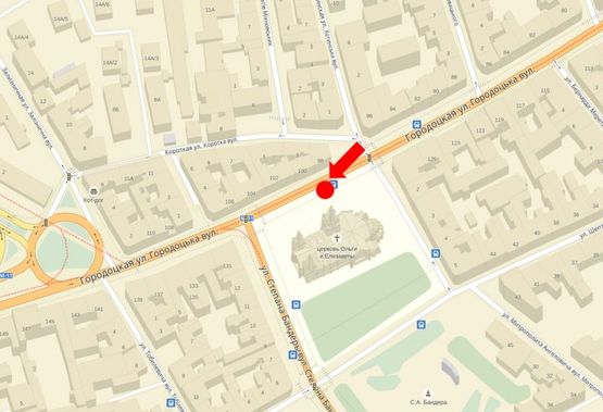 Схема рекламной плоскости по адресу Городоцкая ул., 98, навпротив, из центра