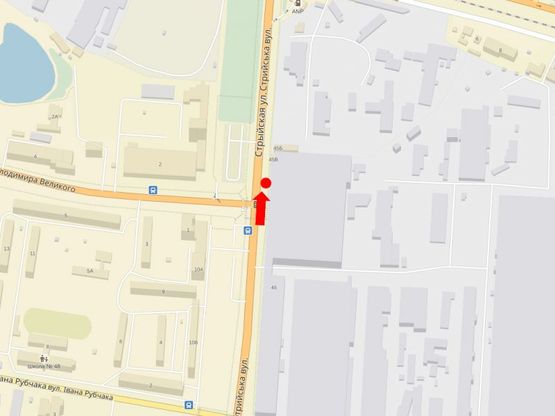 Схема рекламной плоскости по адресу Стрыйская ул., 45 / Владимира Великого ул., в центр