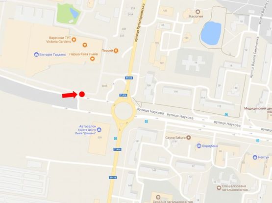 Схема рекламной плоскости по адресу Кульпарковская ул., 226А, возле ТРЦ "Victoria Gardens"