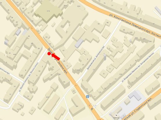 Схема рекламной плоскости по адресу Зеленая ул., 54 / Слепого ул., в центр