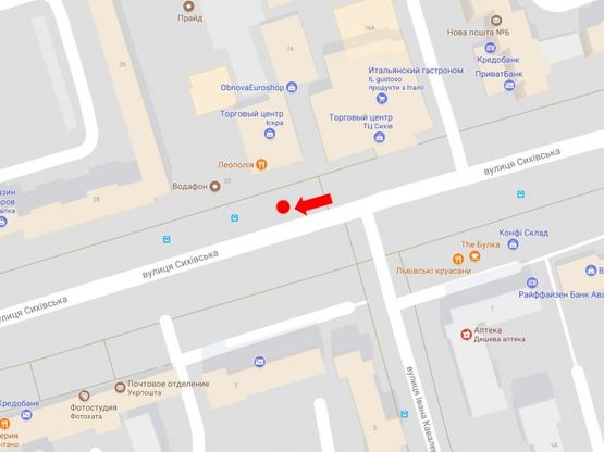 Схема рекламной плоскости по адресу Сиховская ул., ост. ул. И.Кавалеридзе