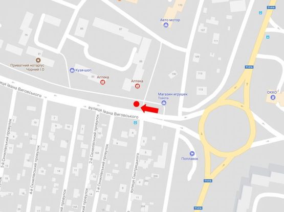 Схема рекламної площини за адресою Виговского ул., 89 - ул. Кульпарковская