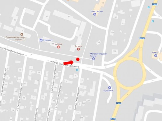 Схема рекламной плоскости по адресу Виговского ул., 89 - ул. Кульпарковская