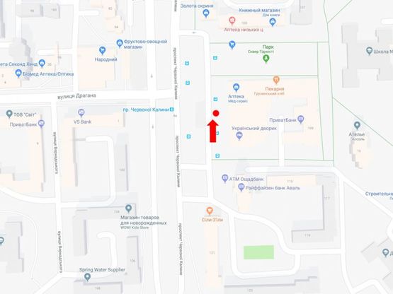 Схема рекламної площини за адресою Красной Калины пр., 109, ост. "пр.Красной Калины", в центр