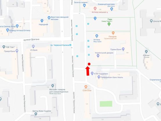 Схема рекламной плоскости по адресу Красной Калины пр., 109, ост. "пр.Красной Калины", в центр