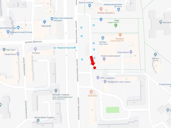 Схема рекламной плоскости по адресу Красной Калины пр., 109, ост. "пр.Красной Калины", из центра