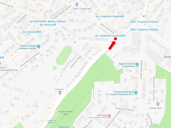 Схема рекламної площини за адресою Сахарова ул., 12, ост. "Трамвайное депо", в центр