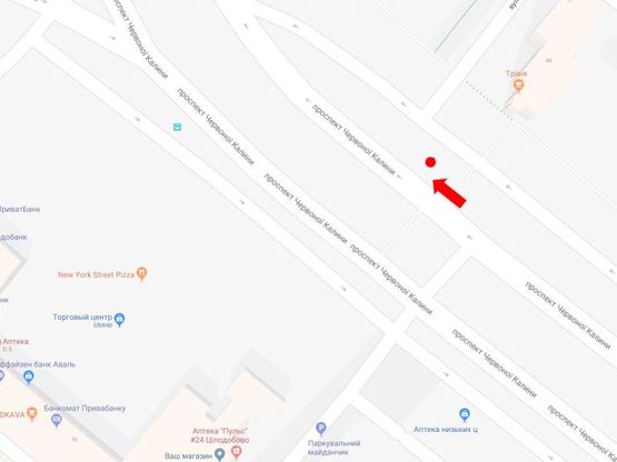 Схема рекламной плоскости по адресу Красной Калины пр., 37, ост. рынок "Шувар", в центр