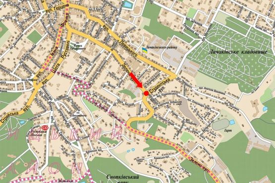 Схема рекламной плоскости по адресу Зеленая ул., 72 / Студенческая ул., из центра