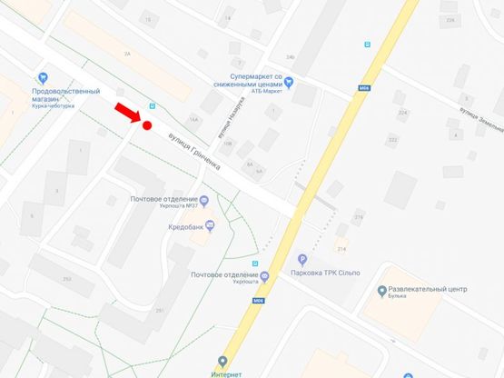 Схема рекламной плоскости по адресу Гринченко ул. - ул. Б.Хмельницкого, 255 (остановка "Чигиринская")