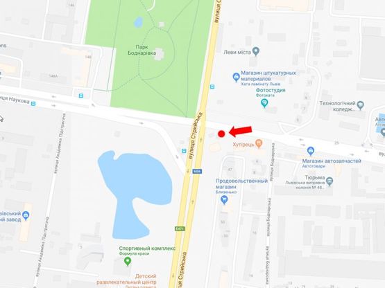 Схема рекламної площини за адресою Хуторивка ул. / Стрыйская ул. (остановка "Стрыйская-Научная"), в сторону ул. Научная