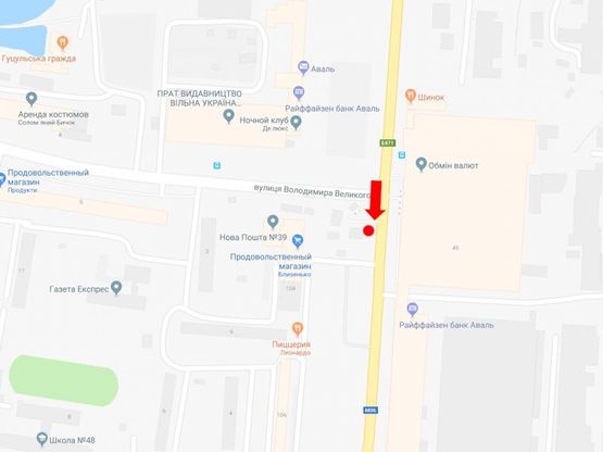 Схема рекламної площини за адресою Стрыйская ул., 104 / ул. Великого В., (остановка "Автобусный завод"), из центра