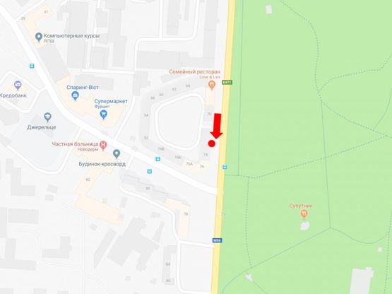 Схема рекламной плоскости по адресу Стрыйская ул., 72  / ул. Сахарова (остановка Детская железная дорога), из центра