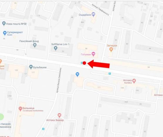 Схема рекламной плоскости по адресу Великого В. ул., 50, ост. "Боткина", в сторону ул. Кульпарковской