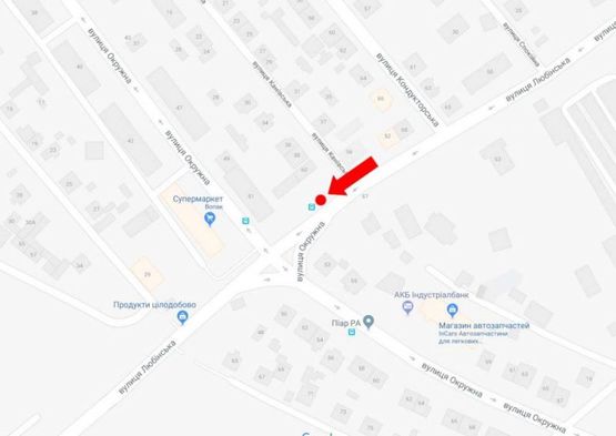 Схема рекламной плоскости по адресу Любинская ул., 60 - ул. Каневская, остановка, из центра