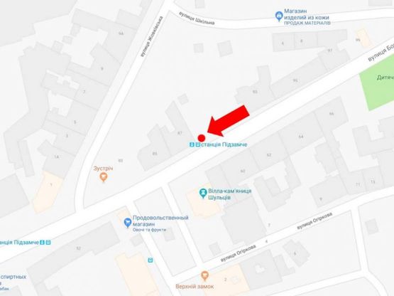 Схема рекламної площини за адресою Хмельницкого ул., 87, ост. «Станция Подзамче», в центр