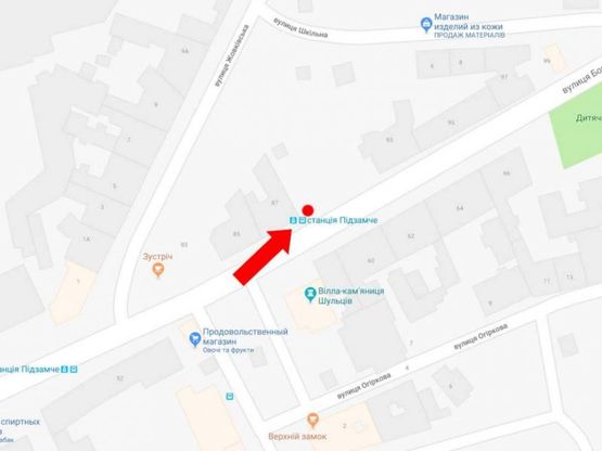 Схема рекламной плоскости по адресу Хмельницкого ул., 87, ост. «Станция Подзамче», из центра