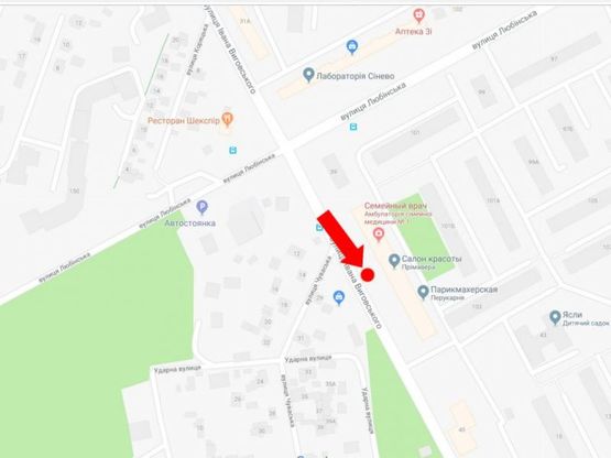 Схема рекламной плоскости по адресу Выговского ул., 41 - ул. Любинская, ост. "ул. Любинская- ул. Виговского", в сторону ул. Кульпарковской