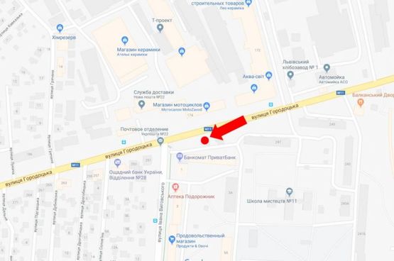 Схема рекламной плоскости по адресу Городоцкая ул., 249  - ул. Выговского ост. "Мотозавод", из центра