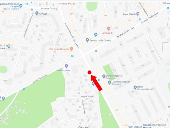 Схема рекламної площини за адресою Выговского ул. - ул. Любинская, ост. "ул. Выговского - ул.Чувашская", в сторону ул. Любинской