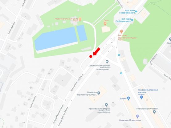 Схема рекламной плоскости по адресу Княгини Ольги ул., 1, ост. "Горбачевского", из центра