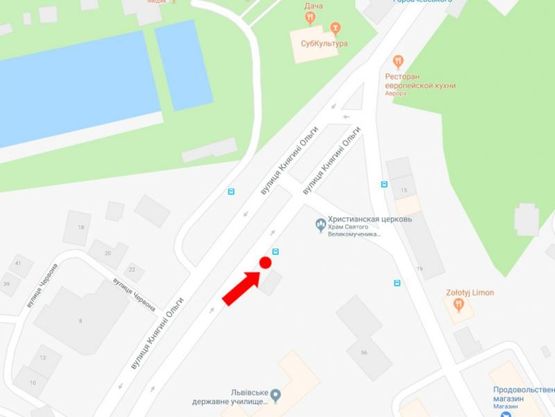 Схема рекламной плоскости по адресу Княгини Ольги ул. - ул. Сахарова, ост. "Горбачевского", в центр