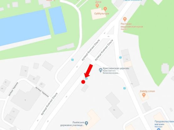 Схема рекламной плоскости по адресу Княгини Ольги ул. - ул. Сахарова, ост. "Горбачевского", из центра