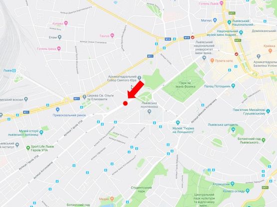 Схема рекламной плоскости по адресу Митрополита Андрея ул., 10, разделитель, район Политеха, в сторону Бандеры ул.