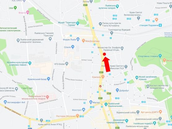 Схема рекламної площини за адресою Черновола пр. -  Детька ул., 200 м. до ТРЦ "Forum Lviv", из центра