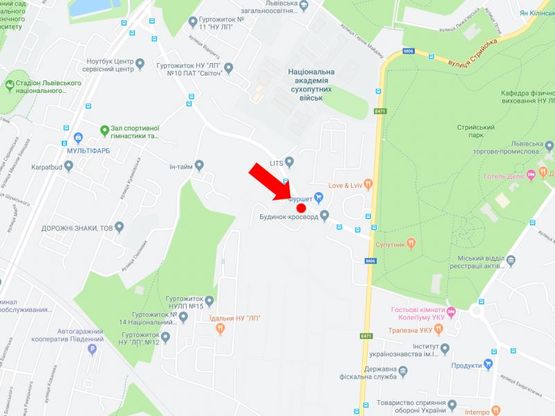 Схема рекламной плоскости по адресу Сахарова ул., 80, напротив супермаркетов "Фуршет", JYSK, в сторону ул. Стрыйская