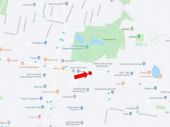 Схема рекламной плоскости по адресу Владимира Великого ул. 35 ("ост. "Владимира Великого"), в сторону ул. Стрыйской