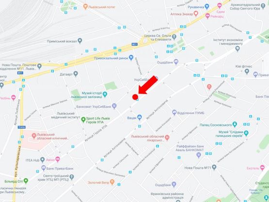 Схема рекламної площини за адресою Героев УПА ул. 30 (ост."площадь Липовая"), в сторону ул. Кульпарковской