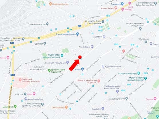 Схема рекламной плоскости по адресу Героев УПА ул. 30 (ост."площадь Липовая"), в сторону ул. Бандеры