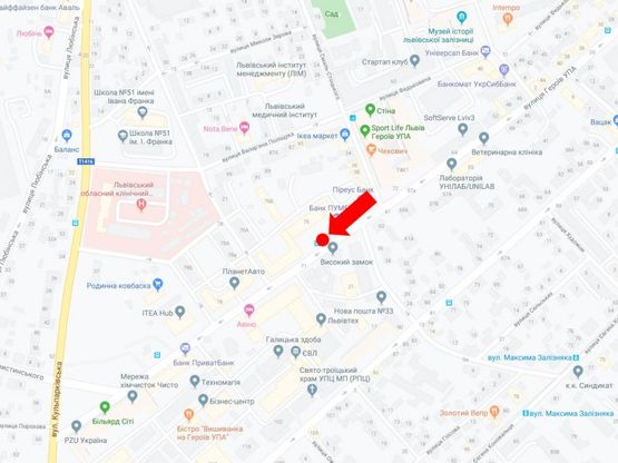 Схема рекламной плоскости по адресу Героев УПА ул. 76 (ост. "Смаль-Стоцкого"), в центр