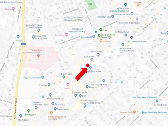 Схема рекламной плоскости по адресу Героев УПА ул. 76 (ост. "Смаль-Стоцкого"), из центра