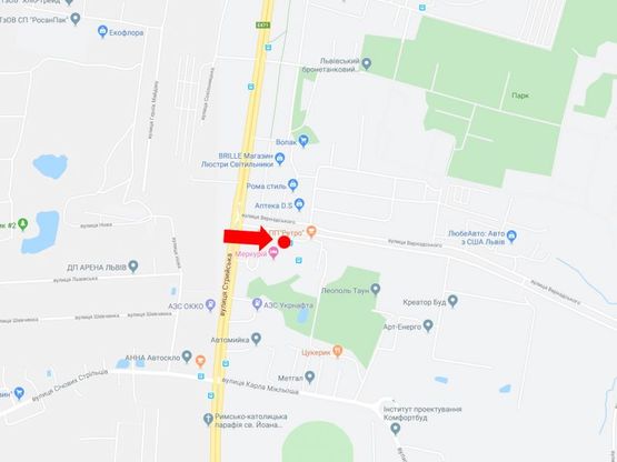 Схема рекламной плоскости по адресу Стрыйская ул. 109 (ост. "Автовокзал"), международный автовокзал