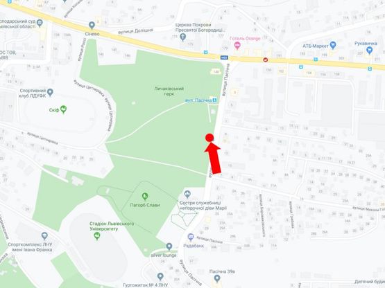 Схема рекламной плоскости по адресу Пасечная ул., 11, напротив (ост. "Пасечная"), в сторону ул. Лычаковской