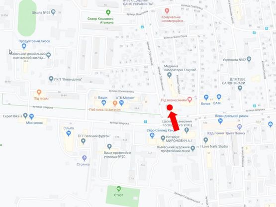 Схема рекламной плоскости по адресу Субботовская ул., 2 - ул. Широкая (ост. "Гнездовского"), в сторону ул. Сирка