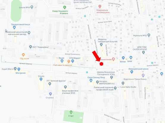 Схема рекламної площини за адресою Субботовская ул., 2 - ул. Широкая (ост. "Гнездовского"), в сторону ул. Широкой