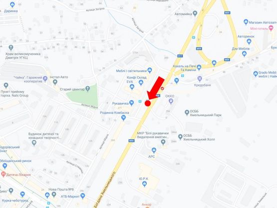Схема рекламной плоскости по адресу Хмельницкого ул., 273 (ост. "Галицкий Перекресток"), в центр