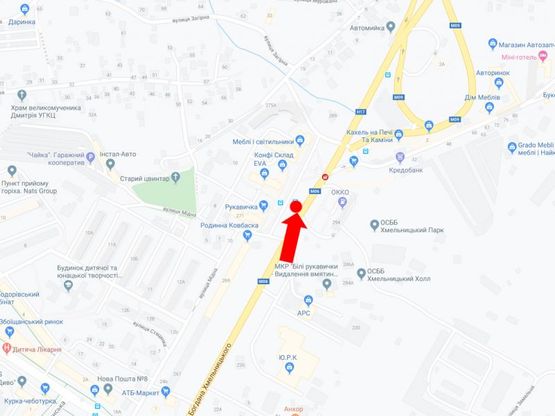 Схема рекламной плоскости по адресу Хмельницкого ул., 273 (ост. "Галицкий Перекресток"), из центра