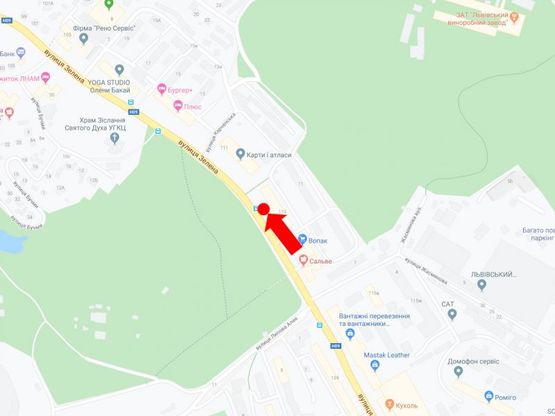 Схема рекламної площини за адресою Зелёная ул., 113 (ост."Липовая Аллея"), в центр