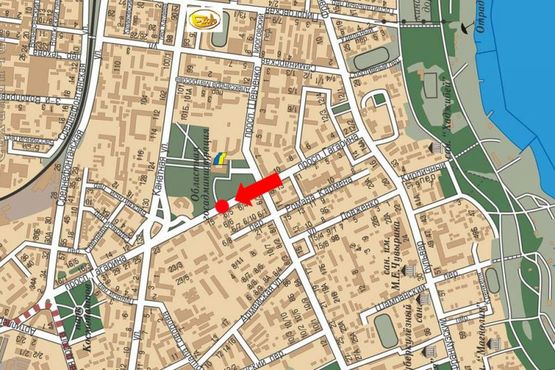 Схема рекламної площини за адресою Гагарина пр. / Шевченко пр., разделитель, №3, от Сегедской ул.