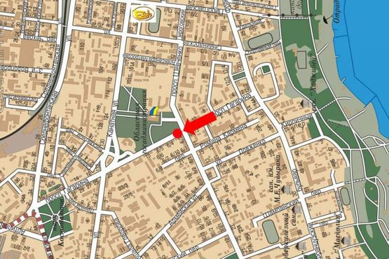 Схема рекламної площини за адресою Гагарина пр. / Шевченко пр., разделитель, №1, к Сегедской ул.