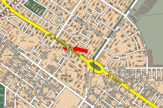 Схема рекламної площини за адресою Филатова ул., 70/1, возле супермаркета "Два шага", в сторону Люстдорфской дороги