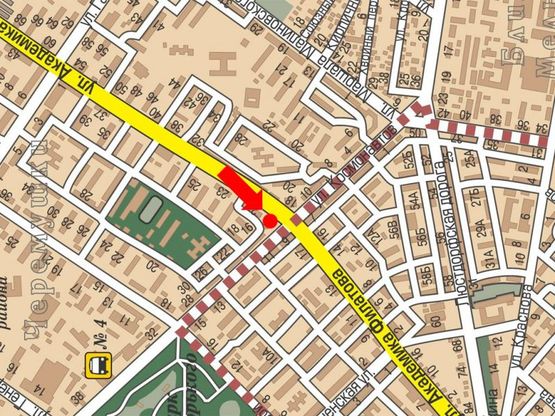 Схема рекламної площини за адресою Филатова ул., 21/1 / ул. Космонавтов, на светофоре, в сторону пл. Толбухина